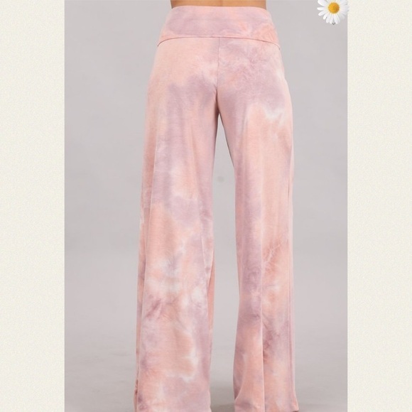 New Color! Lilac Mauve Multi Tie Dye Palazzo Pants - Picture 2 of 4